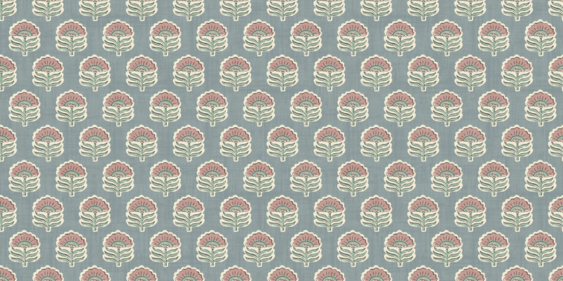 100133EHFR Wallington Floral Slate/Dusky Pink Heritage Tales Fabric by Esselle Home