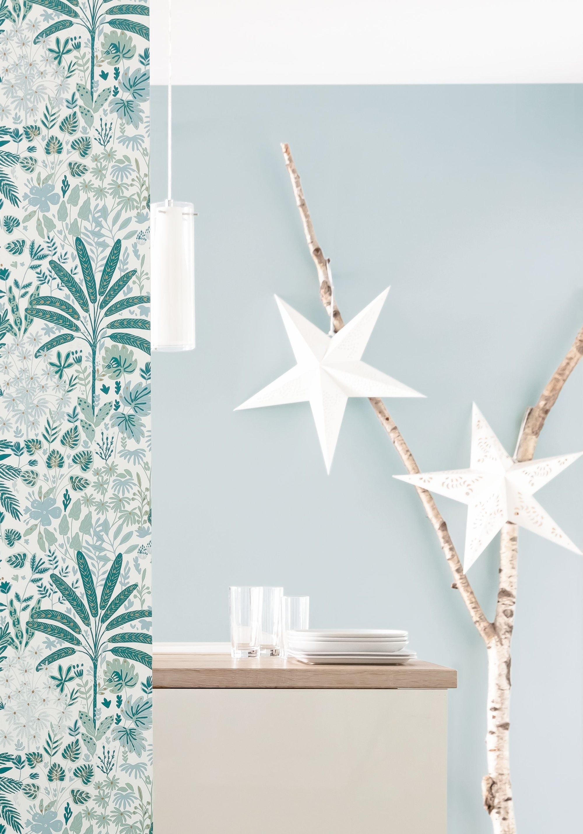 Uni Vert D'Eau Bleu Vert Happy Kids Club Wallpaper by Caselio