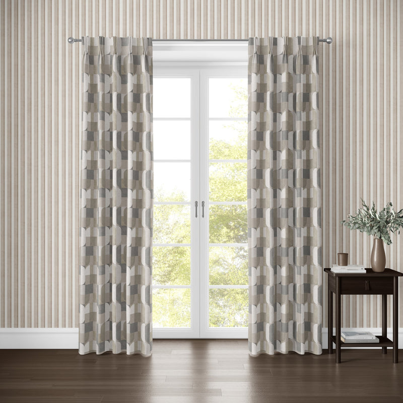 100648EH Atton Natural / Slate A La Mode Fabric by Esselle Home