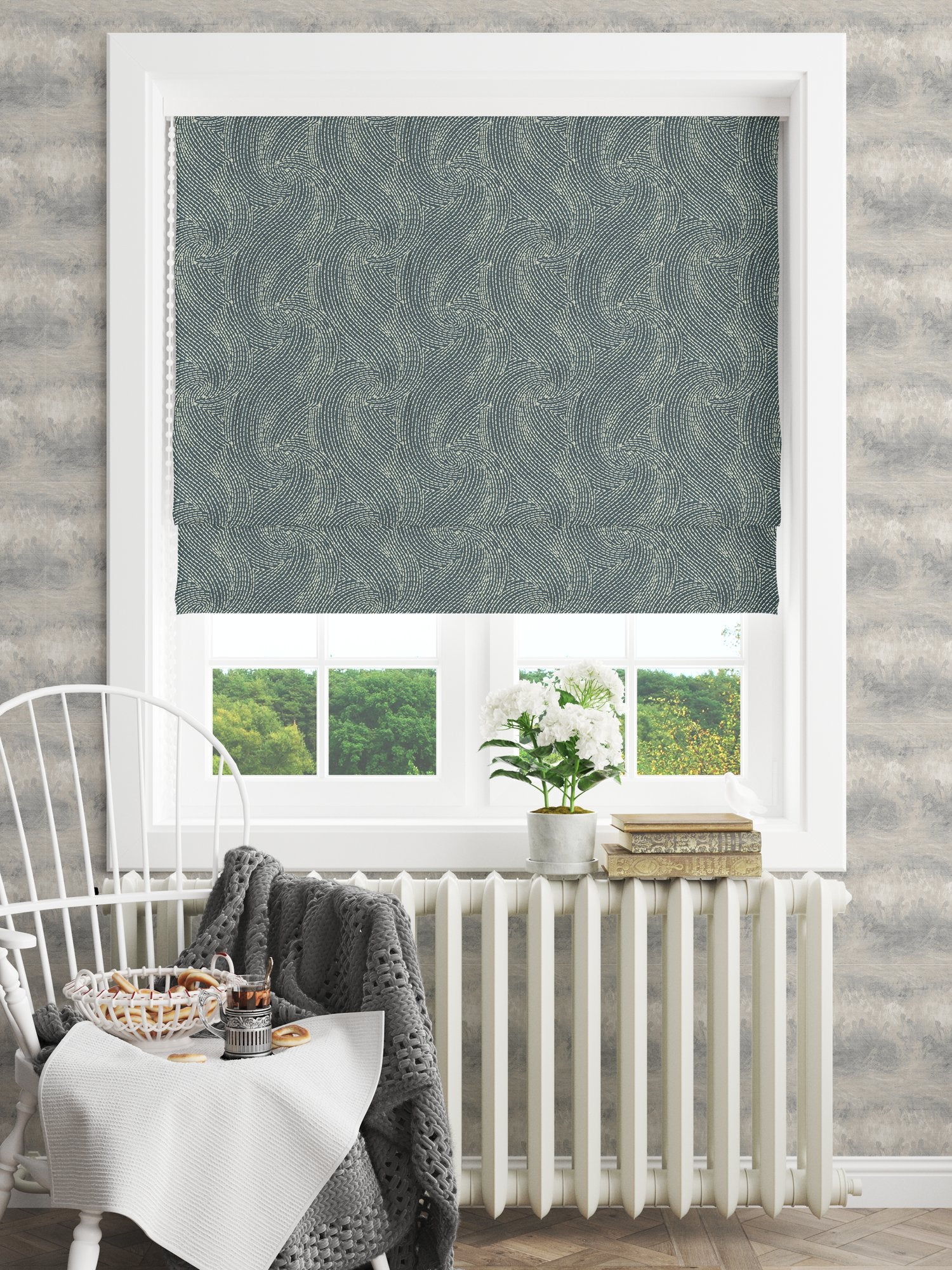 100719EH Hardel Blue Elemental Fabric by Esselle Home
