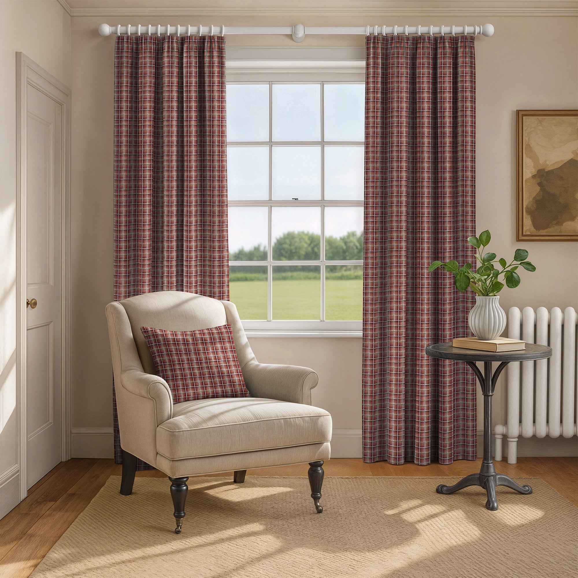 100800BH Baxter Red/Charcoal Belfield Fabric by Belfield Home