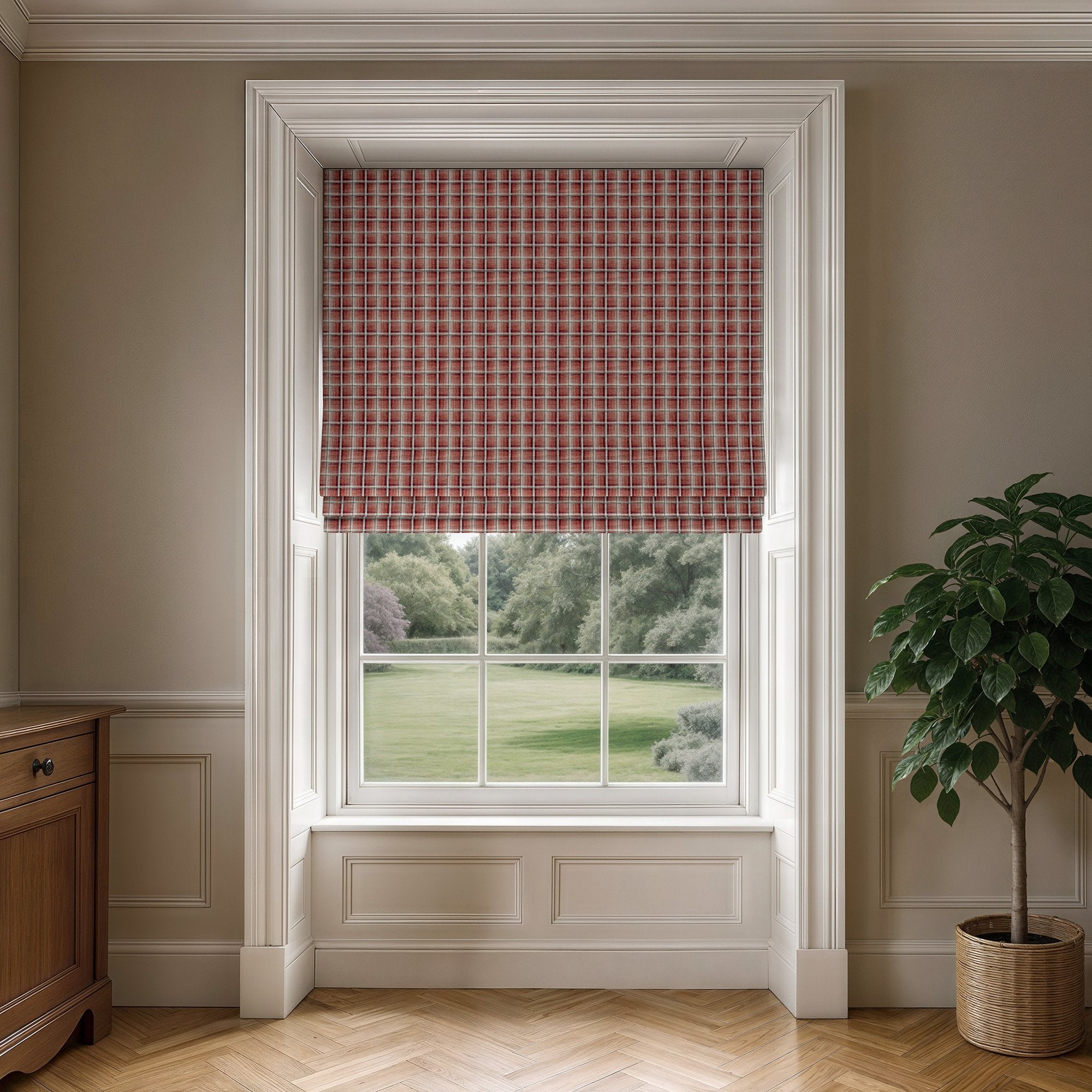 100800BH Baxter Red/Charcoal Belfield Fabric by Belfield Home