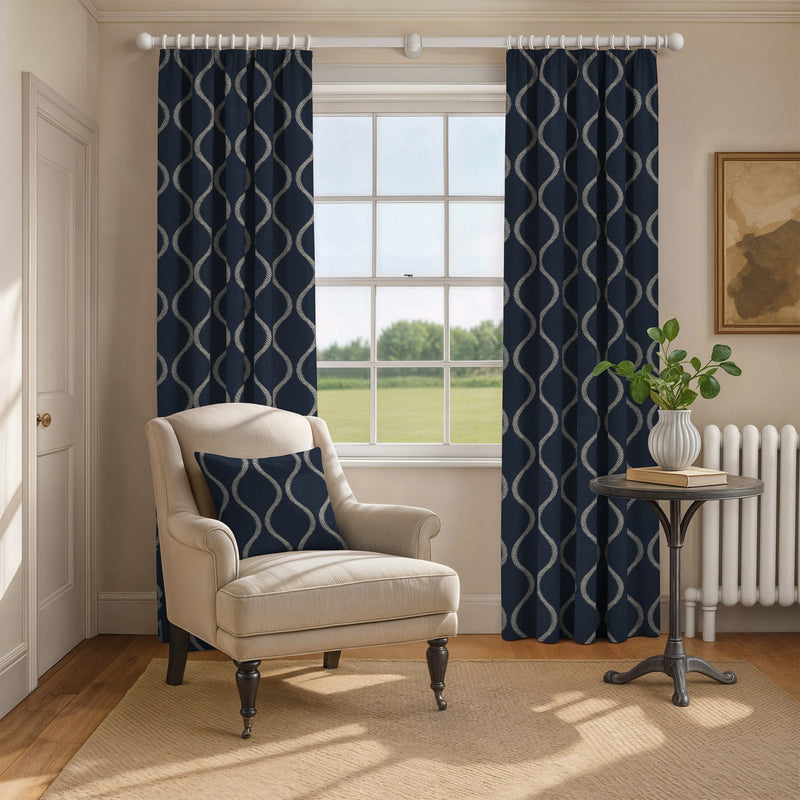 100907BH Walmer Navy Belfield Fabric by Belfield Home