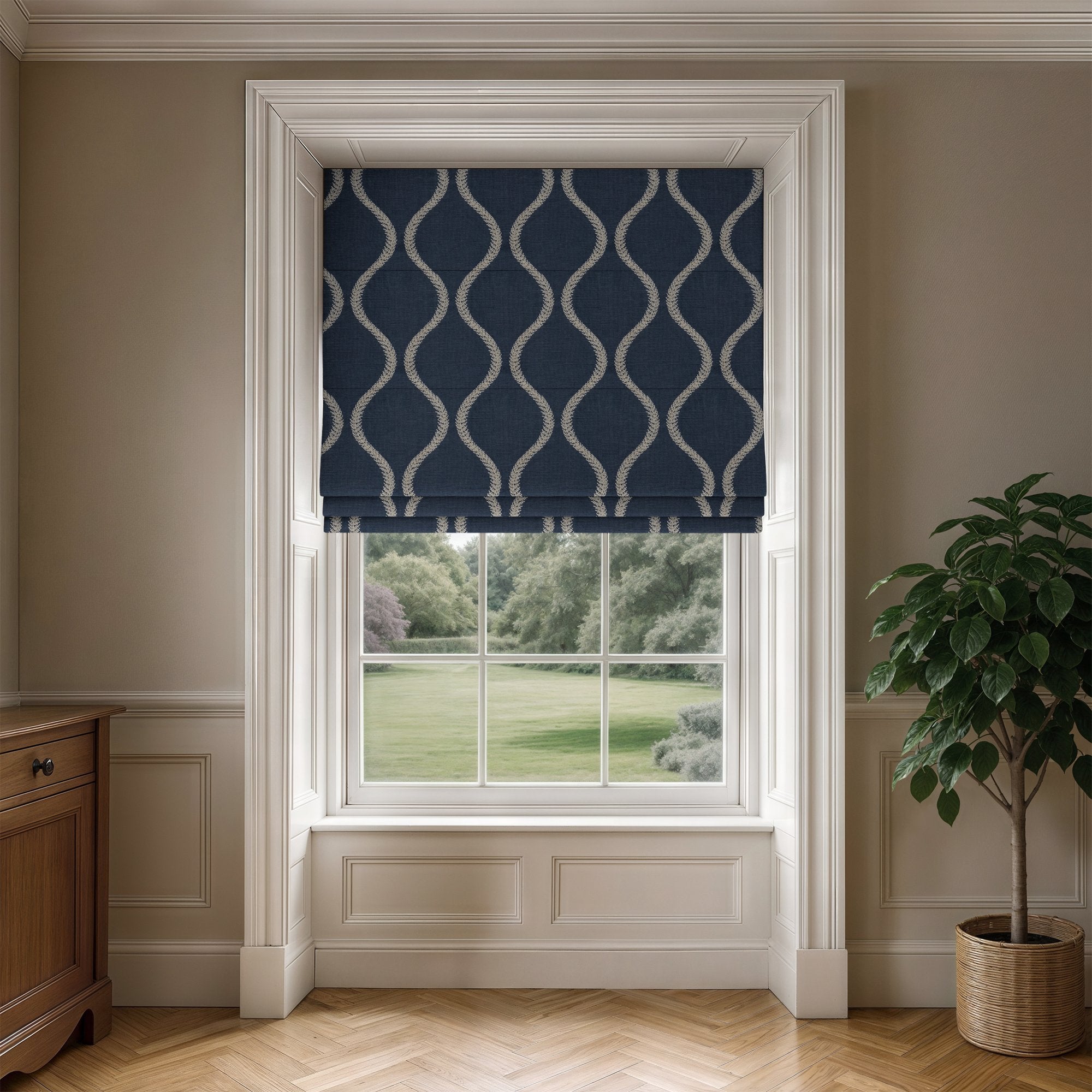 100907BH Walmer Navy Belfield Fabric by Belfield Home