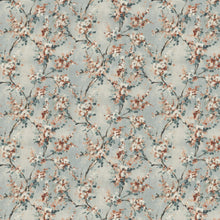 100945BH Thorpe Sky/Coral Belfield Fabric by Belfield Home