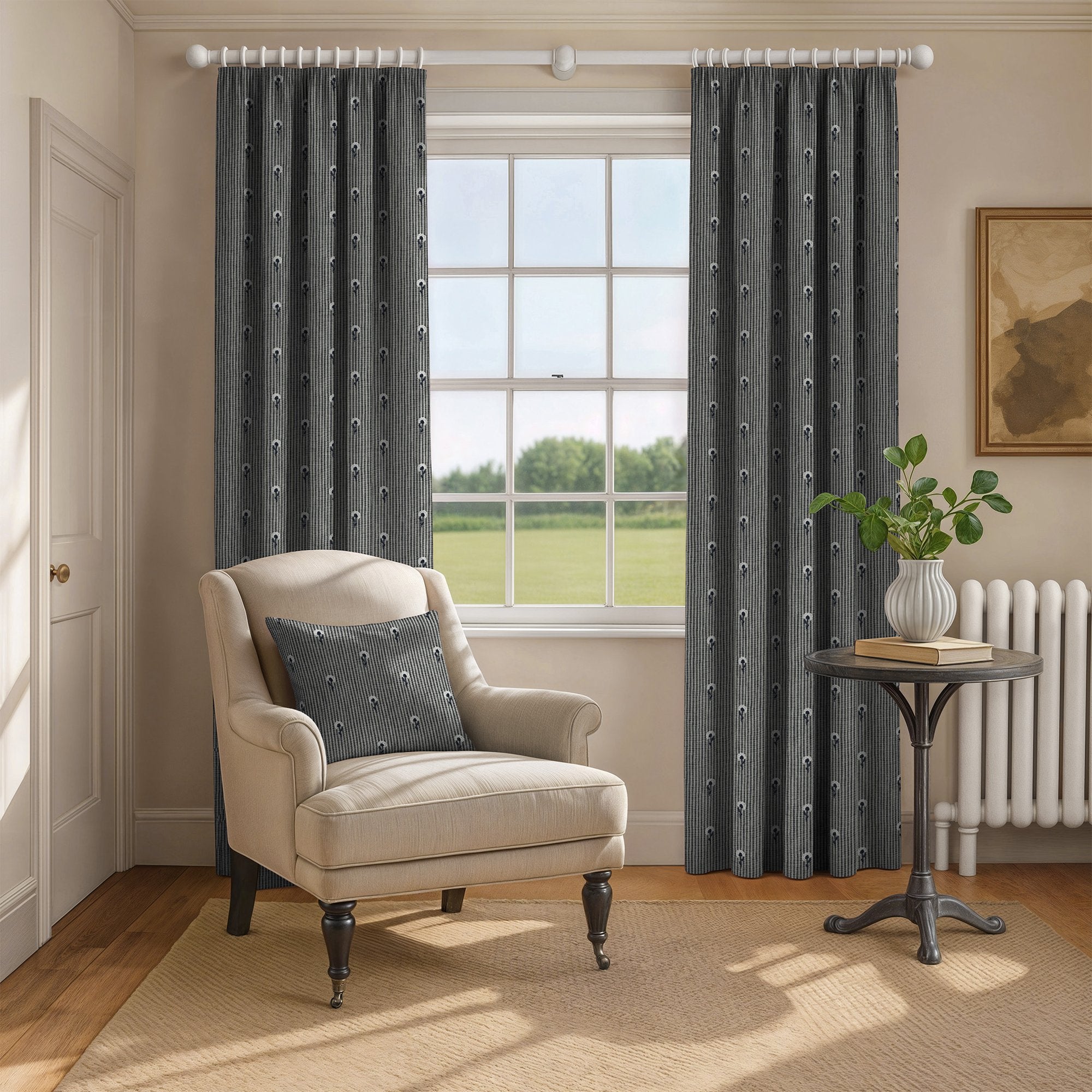 100950BH Abbey Navy Belfield Fabric by Belfield Home