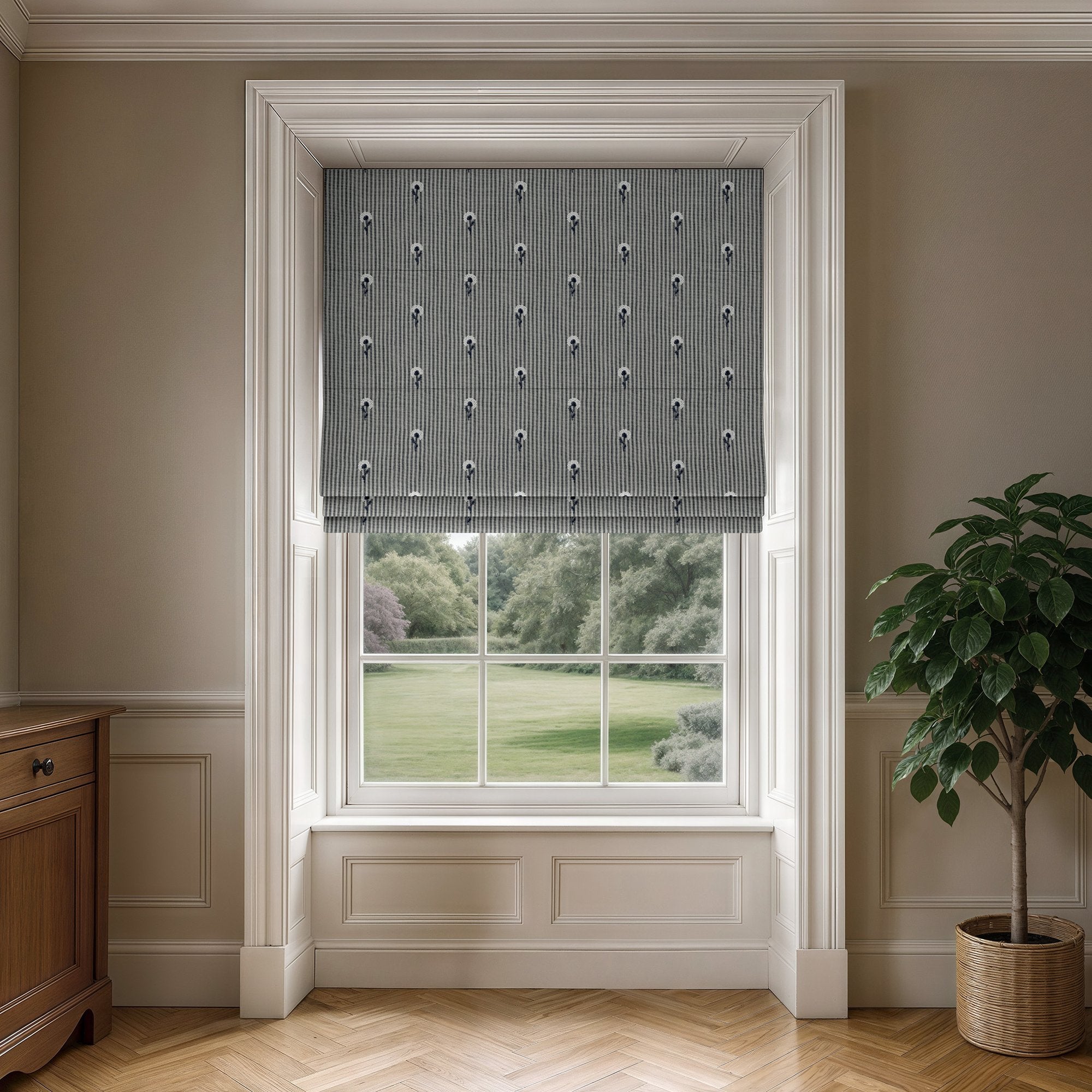 100950BH Abbey Navy Belfield Fabric by Belfield Home