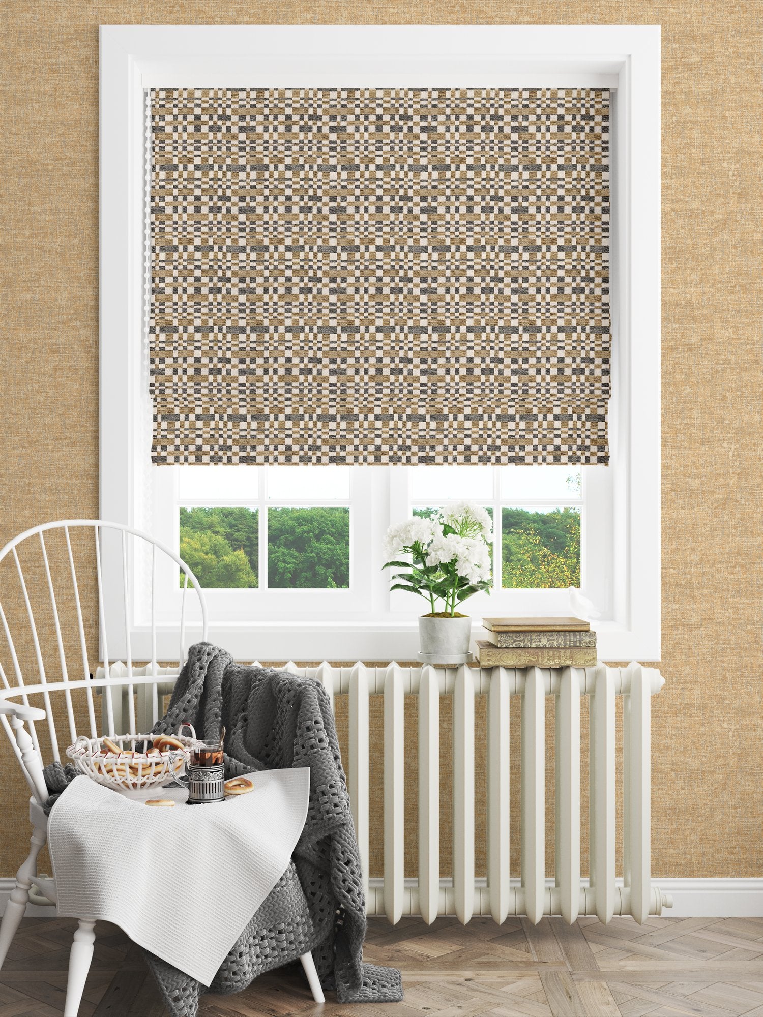101049EH Whittle Ochre A La Mode Fabric by Esselle Home