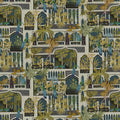 Peacock Arches Wallpaper by Josephine Munsey
