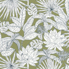 101437167 Odyssee Hawai Green & Co Vert Kaki Wallpaper By Caselio