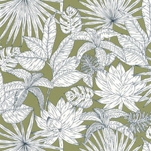 101437167 Odyssee Hawai Green & Co Vert Kaki Wallpaper By Caselio