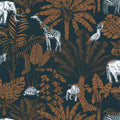 Jungle Trip Bleu Nuit and Camel Our Planet Wallpaper by Caselio