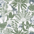 Jungle Trip Vert Kaki and Bleu Nuit Our Planet Wallpaper by Caselio