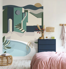 102146075 Panoramique Archways Kaki Mural by Caselio