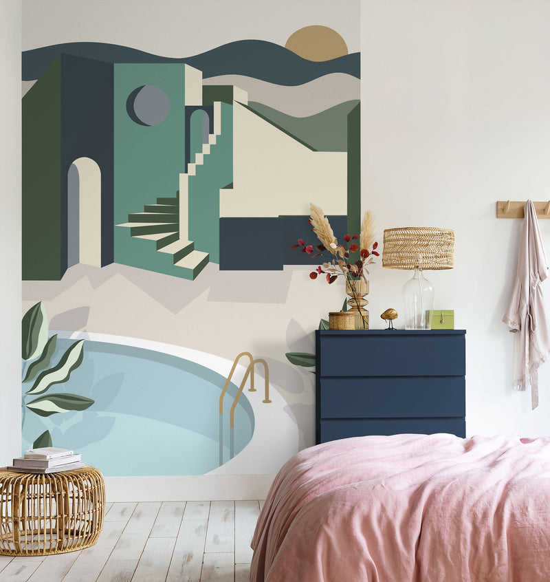 102146075 Panoramique Archways Kaki Mural by Caselio