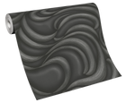 10220-15 Waves Charcoal Metallic Fashion for Walls 2 Wallpaper By Erismann