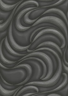 10220-15 Waves Charcoal Metallic Fashion for Walls 2 Wallpaper By Erismann
