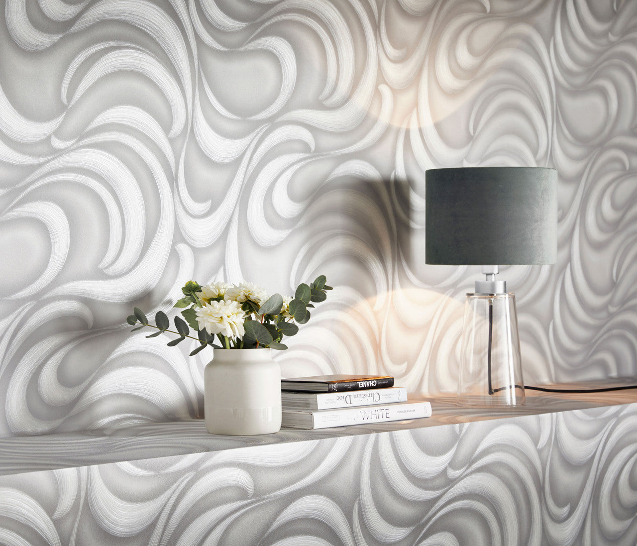 10220-31 Waves Light Grey Metallic Fashion for Walls 2 Wallpaper By Erismann