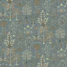 JMW-102321 Cynthia Mid Blue / Olive Wallpaper by Josephine Munsey