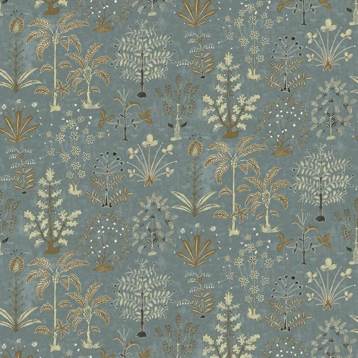 JMW-102321 Cynthia Mid Blue / Olive Wallpaper by Josephine Munsey