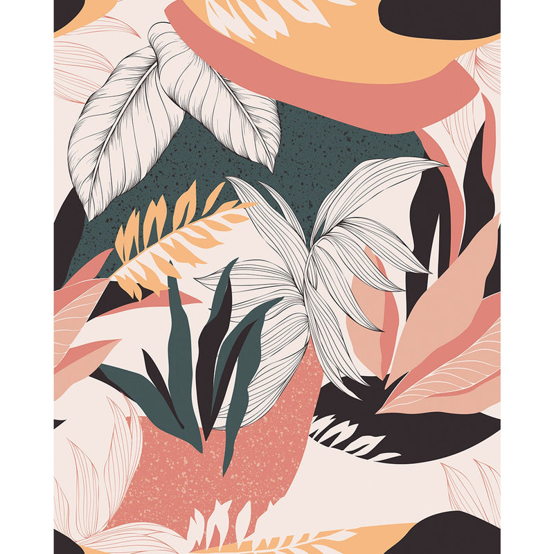 102384077 Panoramique Sweet Heart Rose Vert Mural by Caselio