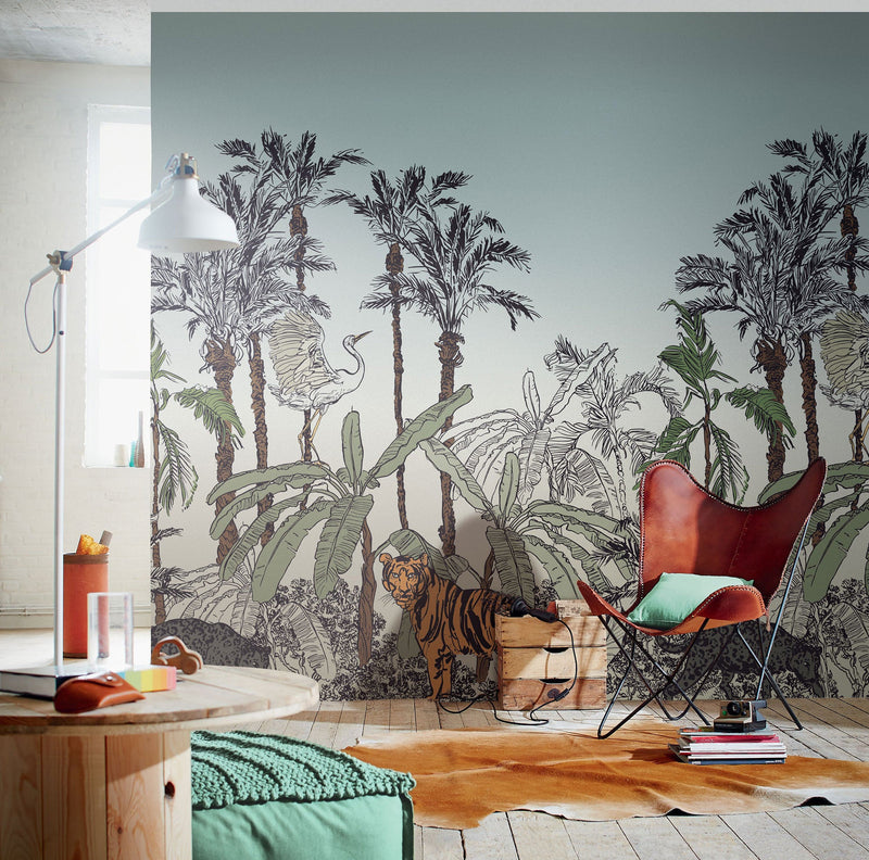 102433296 Panoramique La Jungle Enchantee Multicouleurs Mural by Caselio