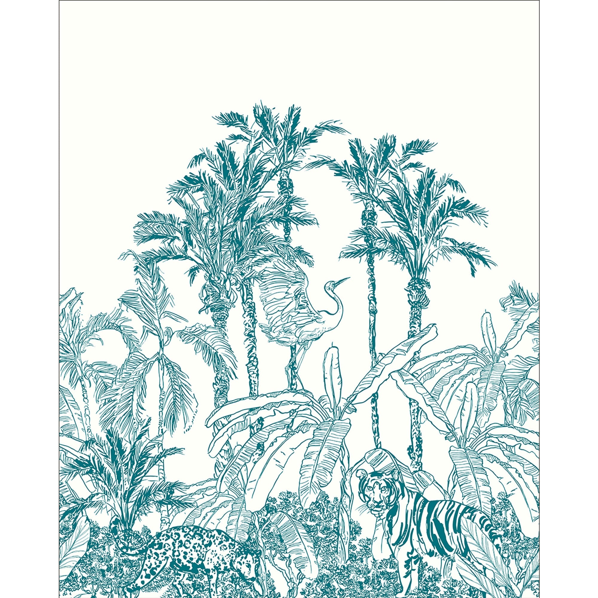 102436060 Panoramique La Jungle Enchantee Bleu Mural by Caselio