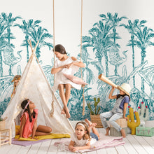 102436060 Panoramique La Jungle Enchantee Bleu Mural by Caselio
