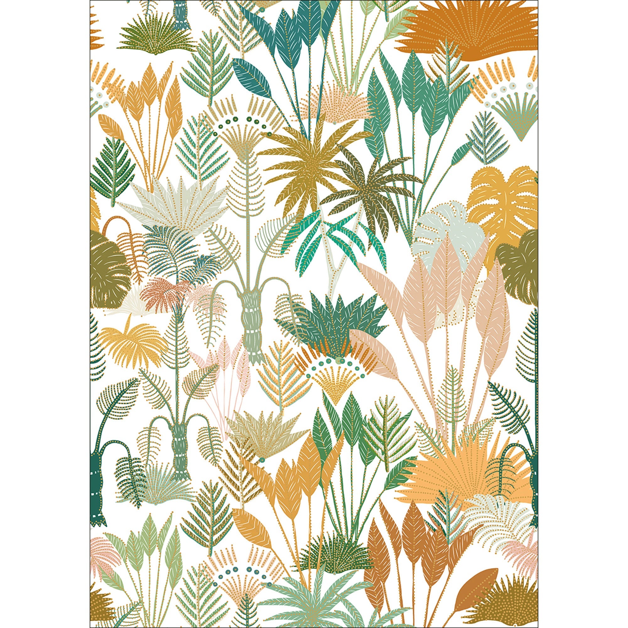 102467020 Panoramique Manille Vert Jaune Fond Blanc Mural by Caselio