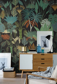 102467890 Panoramique Manille Vert Rouge Fond Noir Mural by Caselio