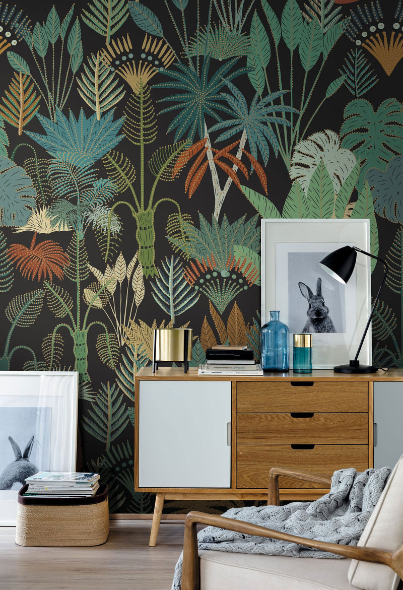 102467890 Panoramique Manille Vert Rouge Fond Noir Mural by Caselio