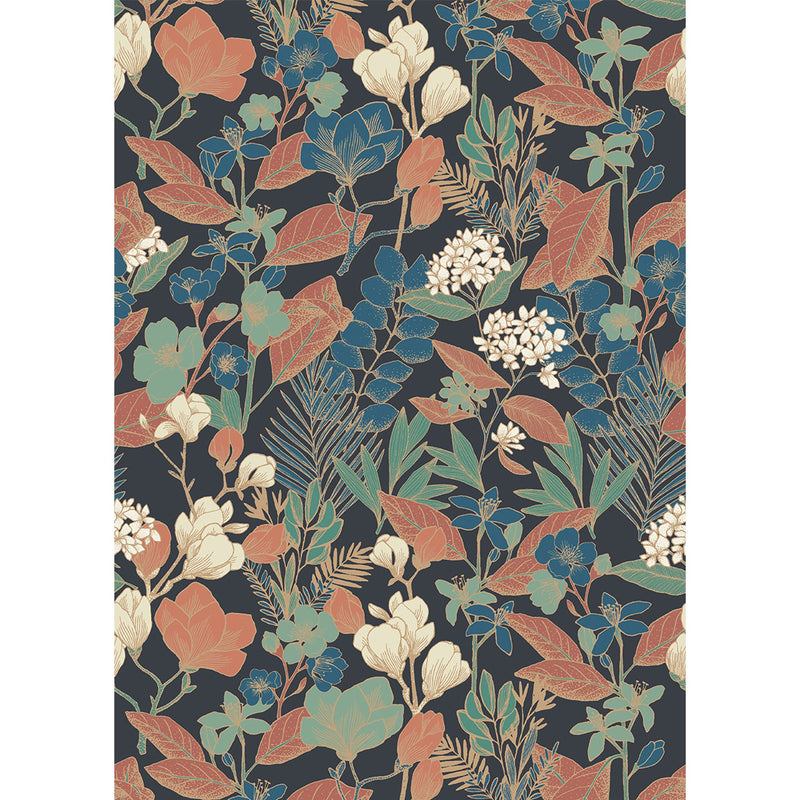 102476899 Panoramique Valentine Bleu Rouge Fond Noir Mural by Caselio