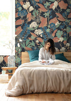 102476899 Panoramique Valentine Bleu Rouge Fond Noir Mural by Caselio