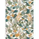 102477020 Panoramique Valentine Vert Jaune Fond Blanc Mural by Caselio