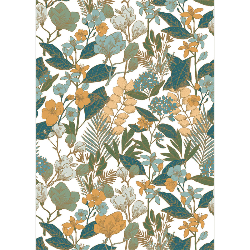 102477020 Panoramique Valentine Vert Jaune Fond Blanc Mural by Caselio