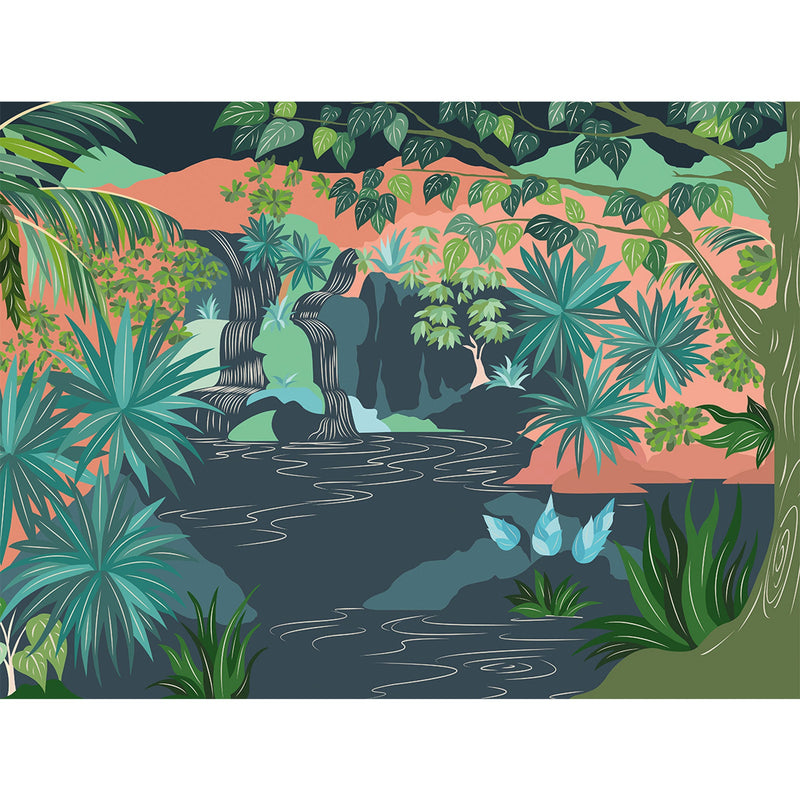 102577033 Panoramique Tropical Falls Multicouleurs Mural by Caselio