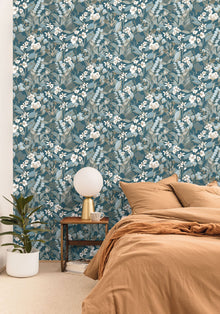BLS102656162 Lovely Field Teal Blue Dore Wallpaper by Caselio