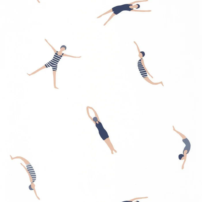 ONB102696234 Funny Swim Only Blue Wallpaper by Caselio