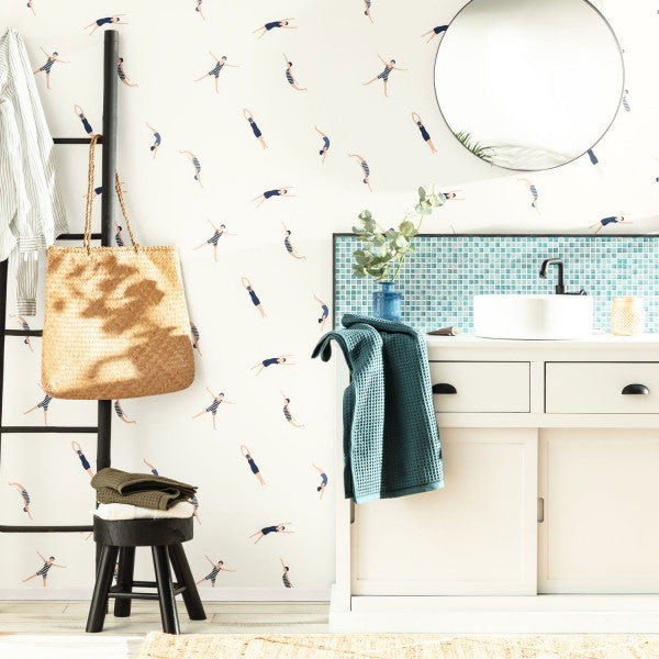 ONB102696234 Funny Swim Only Blue Wallpaper by Caselio