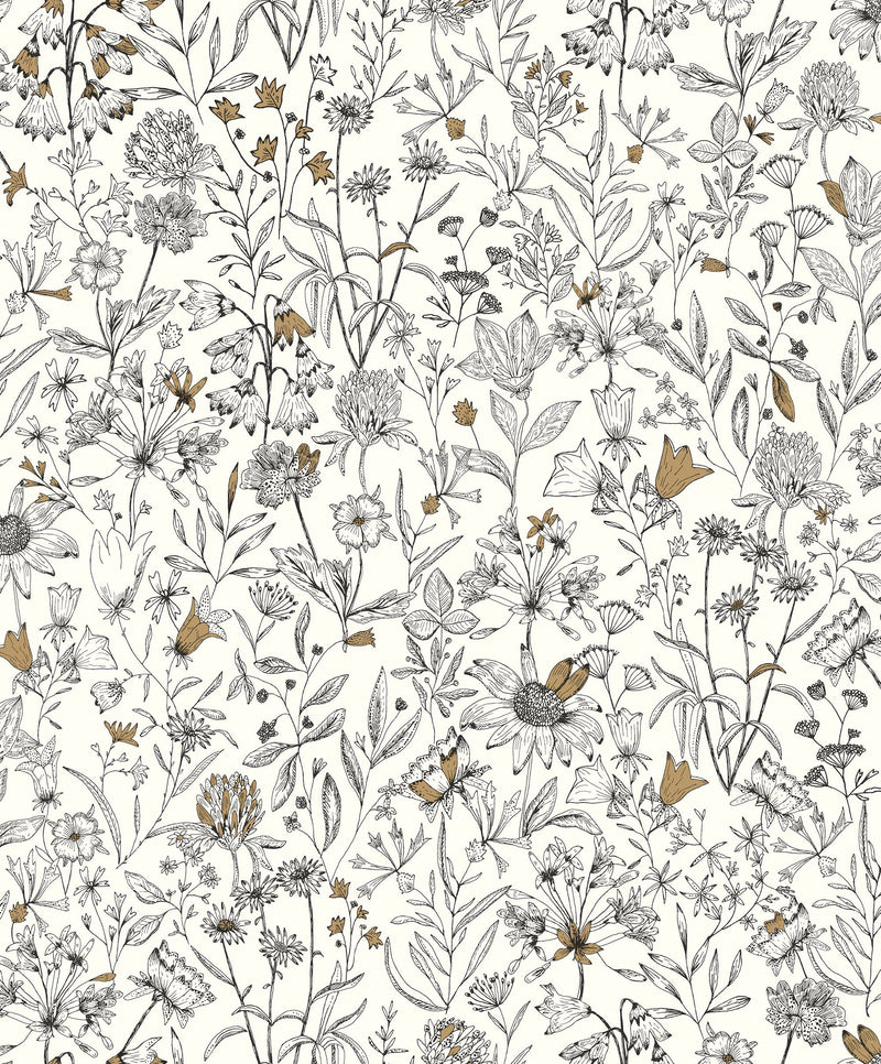 103000215 Jardin De Giverny Blanc Noir Wallpaper by Caselio