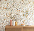 103000325 Jardin De Giverny Blanc Orange Wallpaper by Caselio