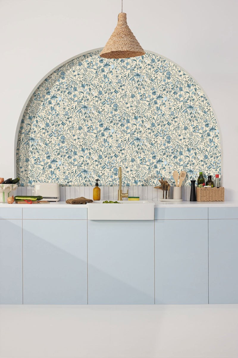 103001612 Jardin De Giverny Bleu Porcelaine Wallpaper by Caselio