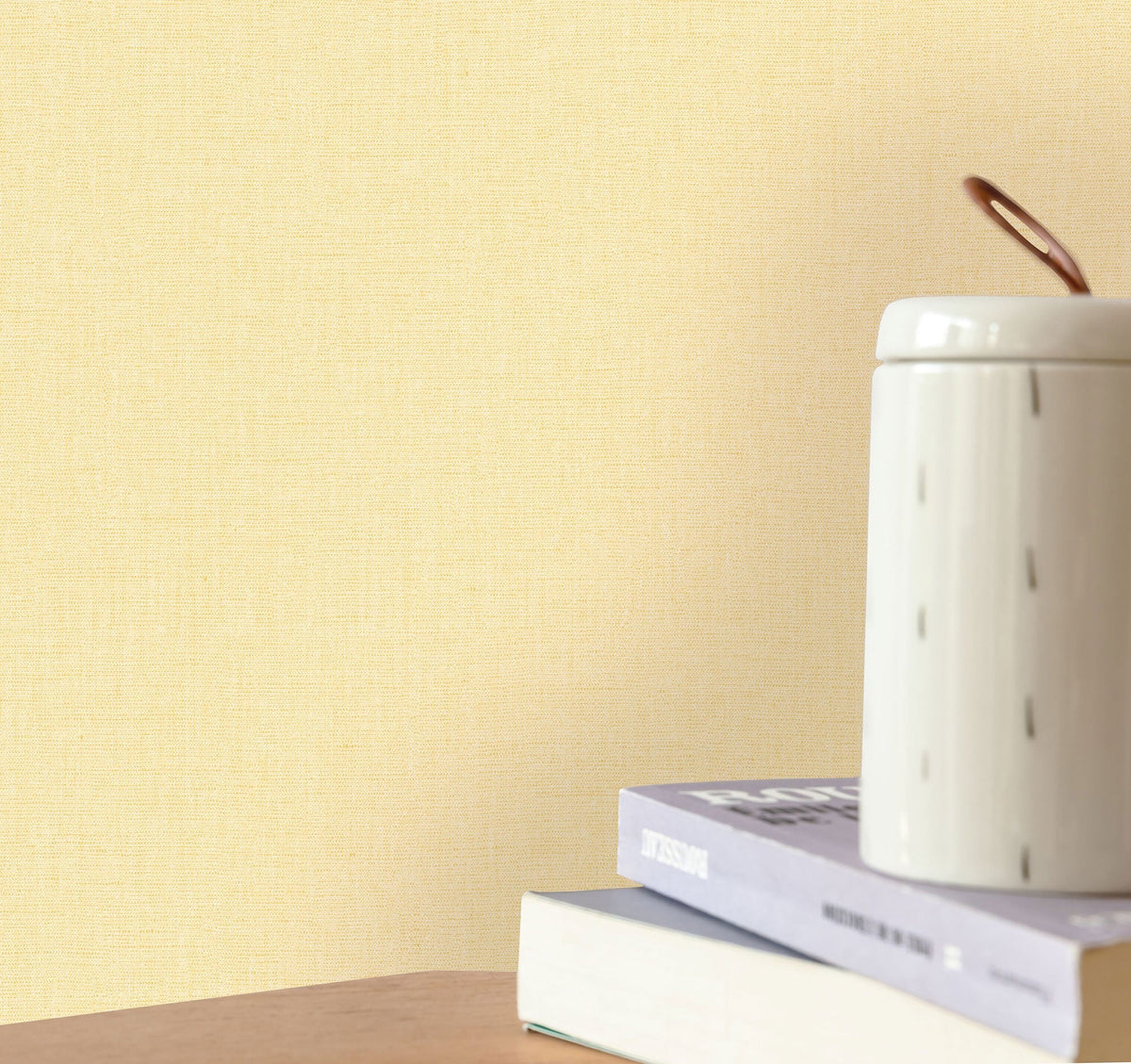 Uni Mat Jaune Pastel Art of Botany Wallpaper by Caselio