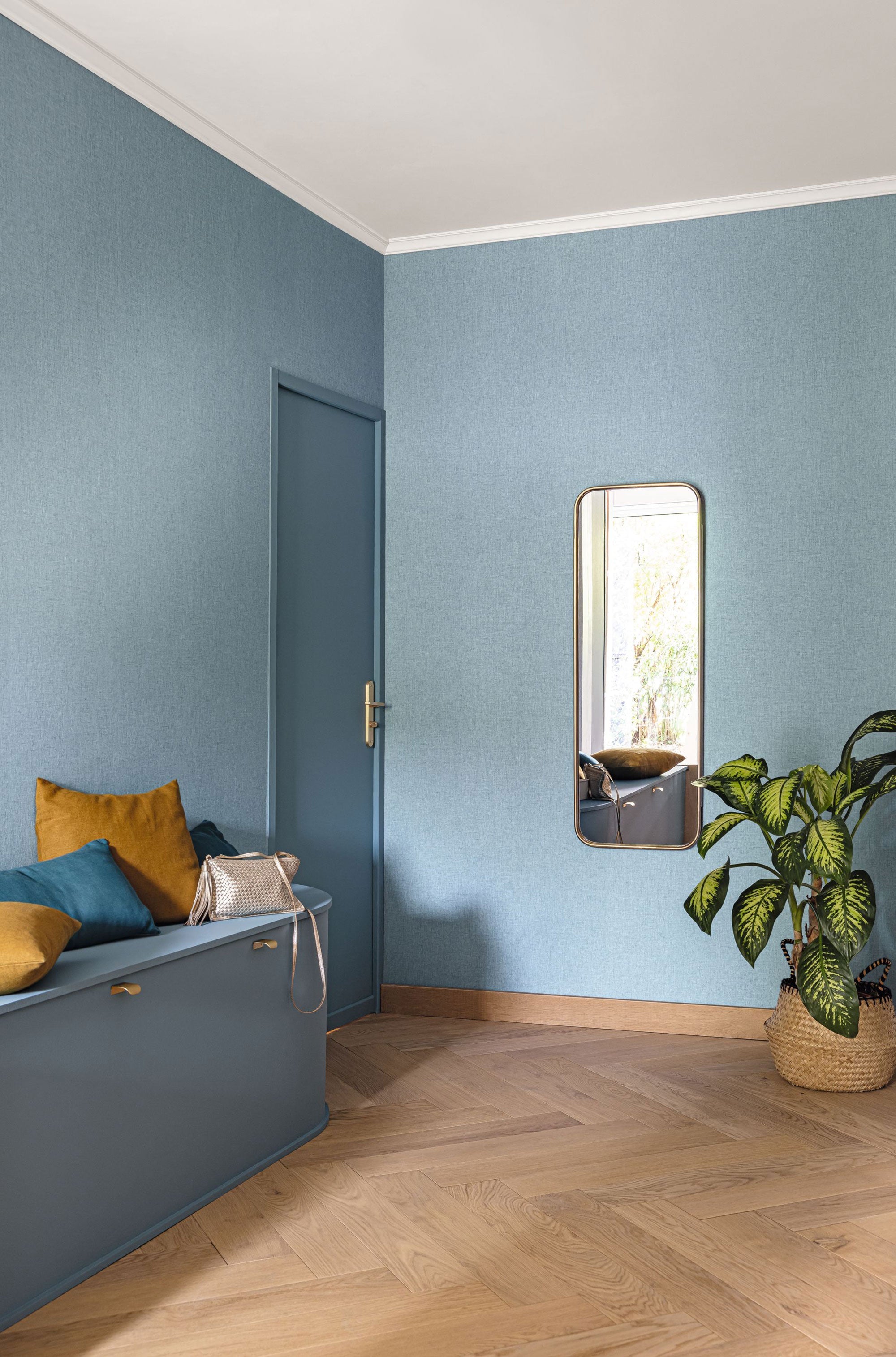 103226230 Uni Mat Bleu Denim Wallpaper by Caselio