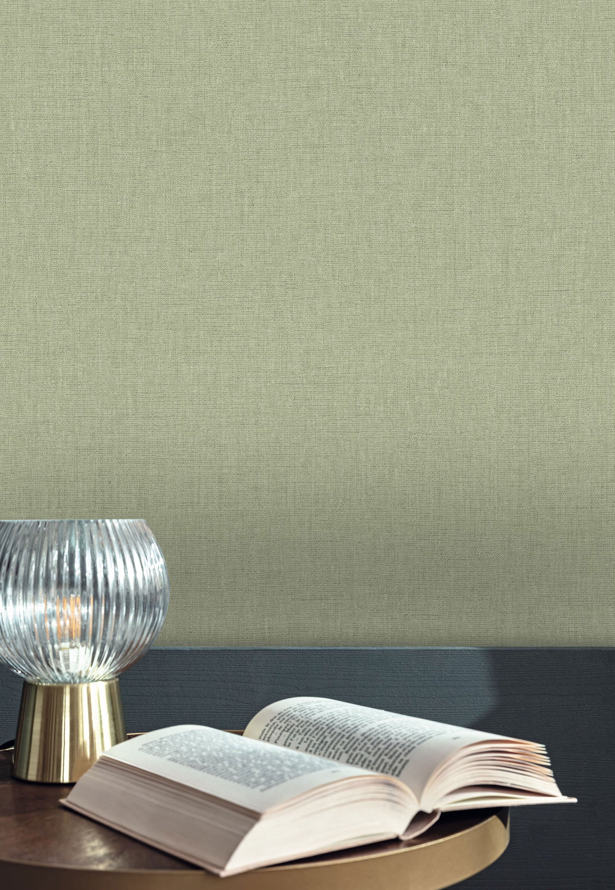 Uni Mat Vert Eucalyptus Line Up Wallpaper by Caselio