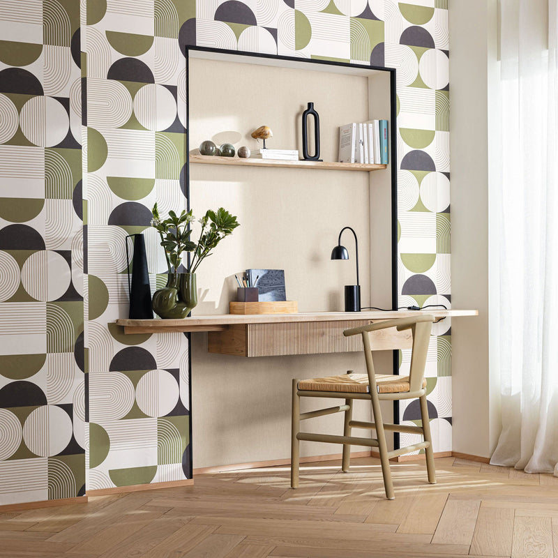 103227412 Uni Mat Vert Pinede Wallpaper by Caselio