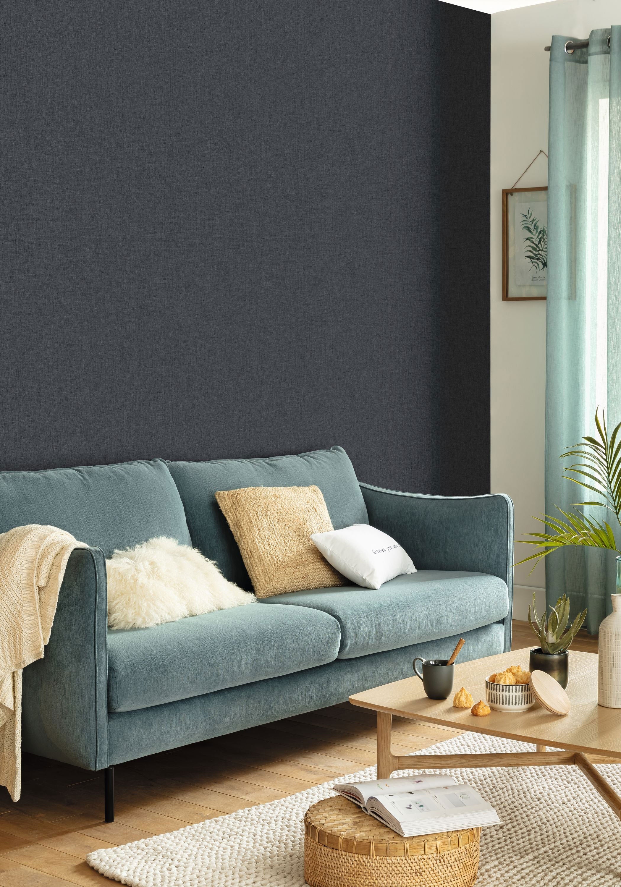 103229610 Uni Mat Gris Anthracite Wallpaper by Caselio