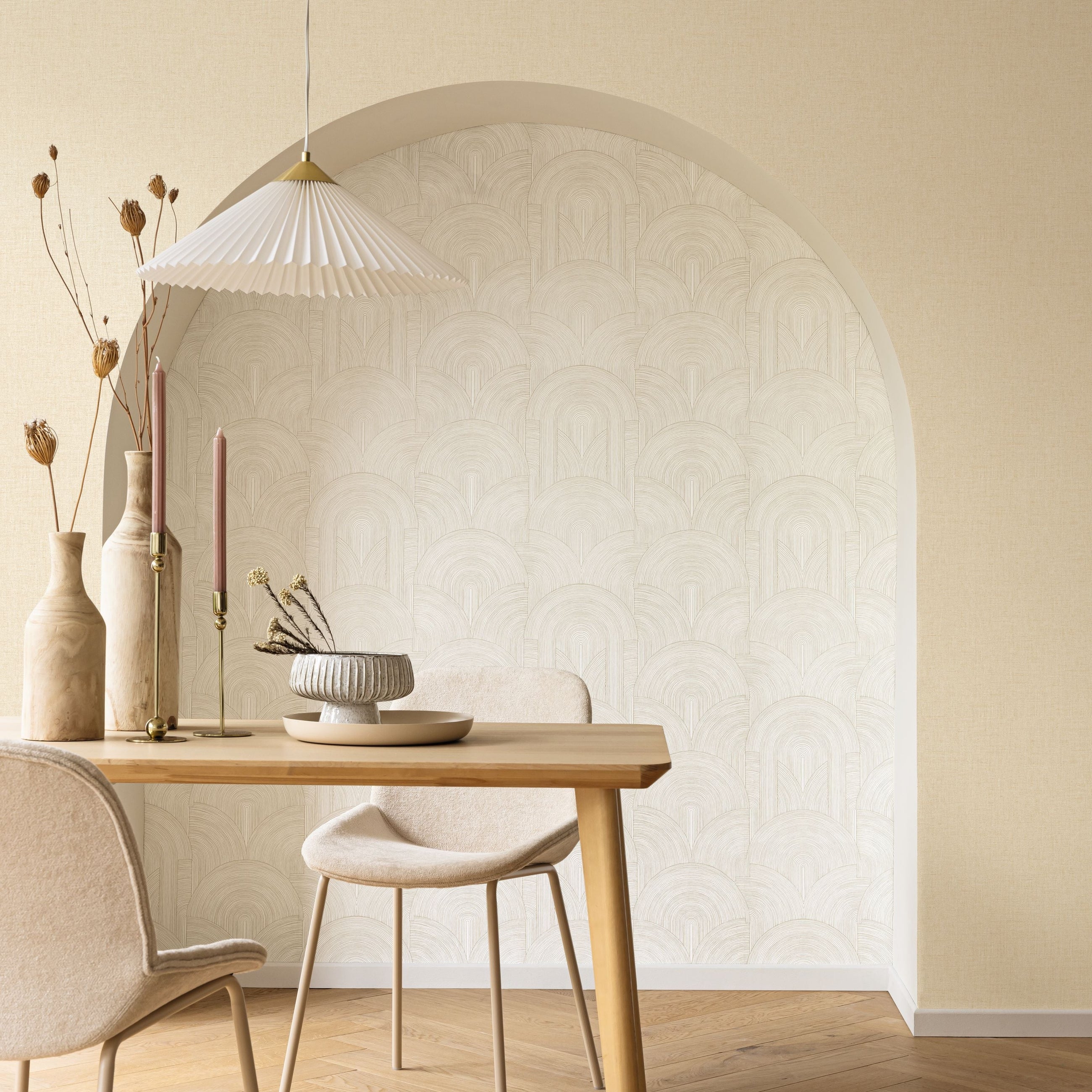 MIP103231220 Uni Metallise/irise Ecru Gold Wallpaper by Caselio