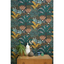 Palmeraie L'Epopee Safran Bleu Wallpaper By Caselio