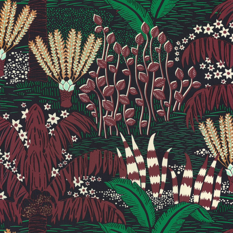 103699080 Palmeraie L'Epopee Noir Bordeaux Wallpaper By Caselio